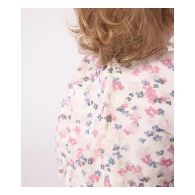 Robe Col Volant Fleurie Coton Bio | Ecru
