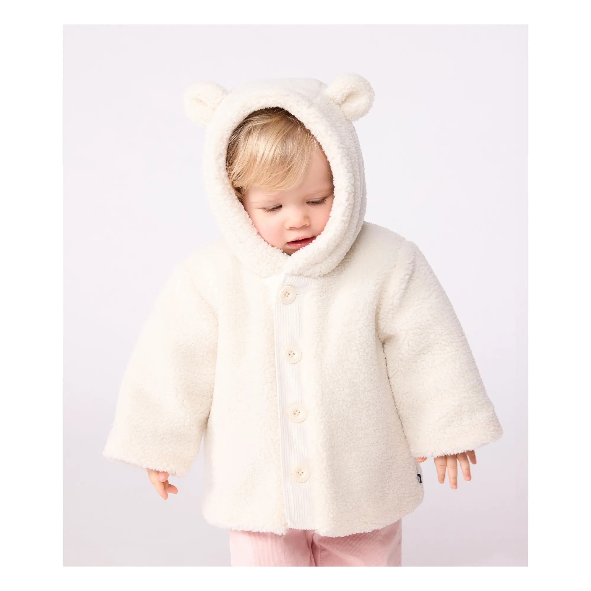 Petit Bateau Ecru Sherpa Ear Jacket