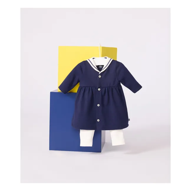 Ensemble Robe Col Vareuse et Legging Coton Bio | Bleu marine