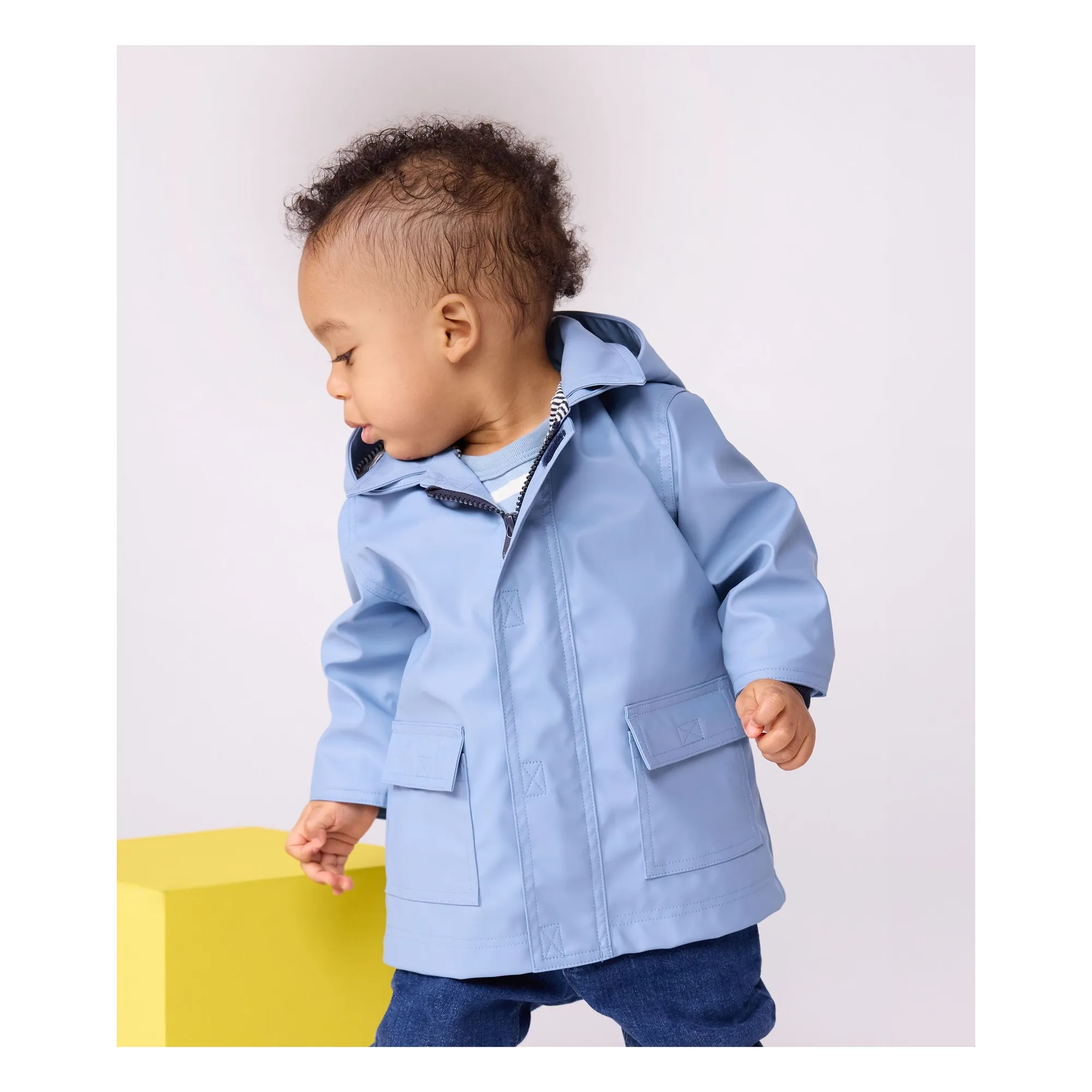 Petit Bateau Blue Ciré Iconique Recycled Fiber Bébé