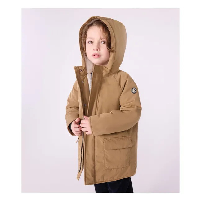 Parka larga lisa | Marrón