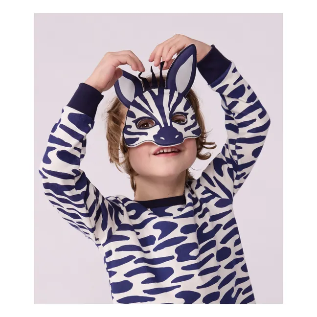 Set Pyjama und Maske Zebra | Seidenfarben