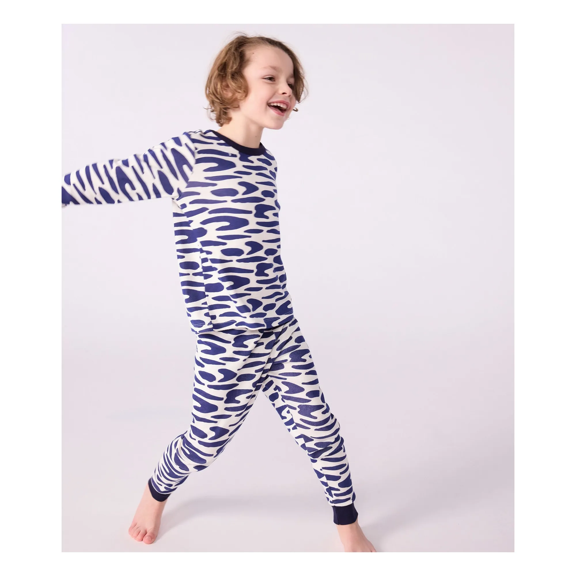 Petit Bateau Ecru Zebra Pyjama And Mask Set
