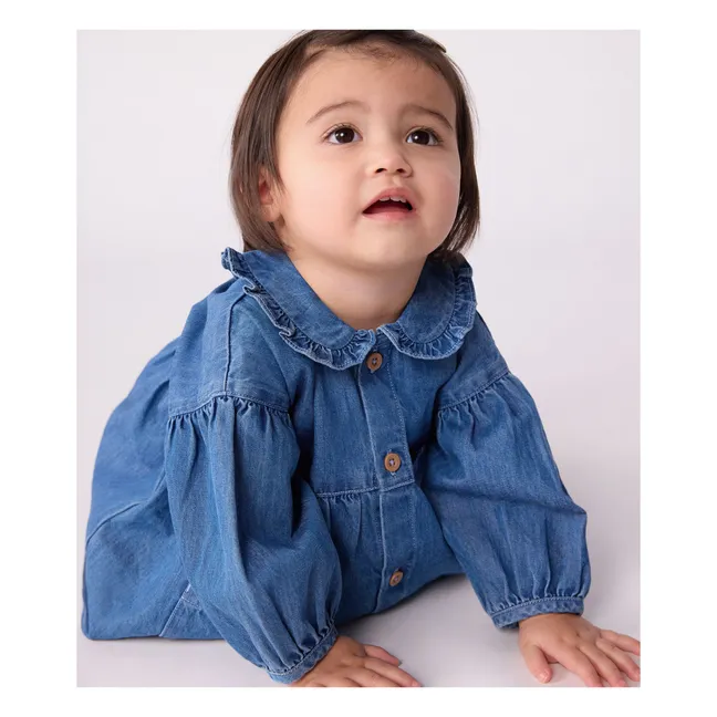 Robe Col Denim  Coton Bio | Bleu jean