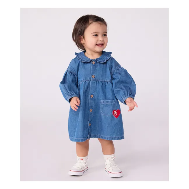 Robe Col Denim  Coton Bio | Bleu jean