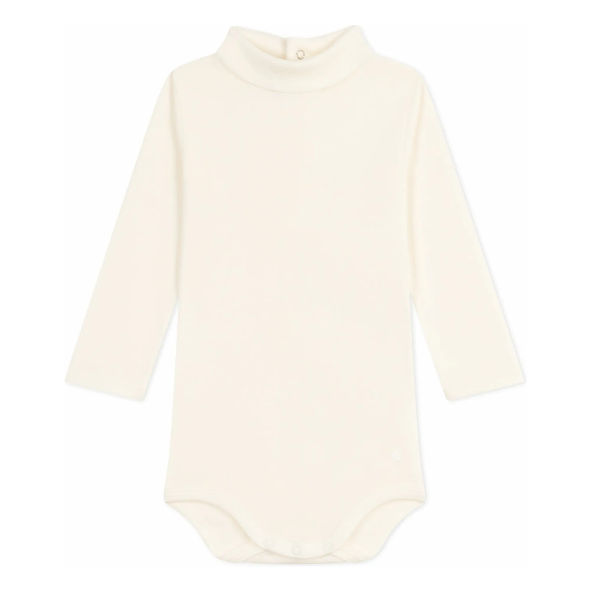 Petit Bateau Ecru Organic Cotton Turtleneck Bodysuit