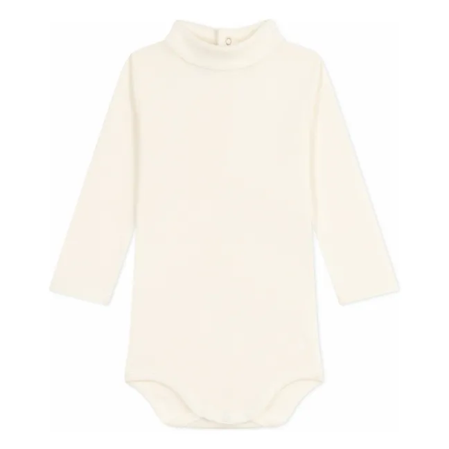 Body Col Roulé Uni Coton Bio | Ecru
