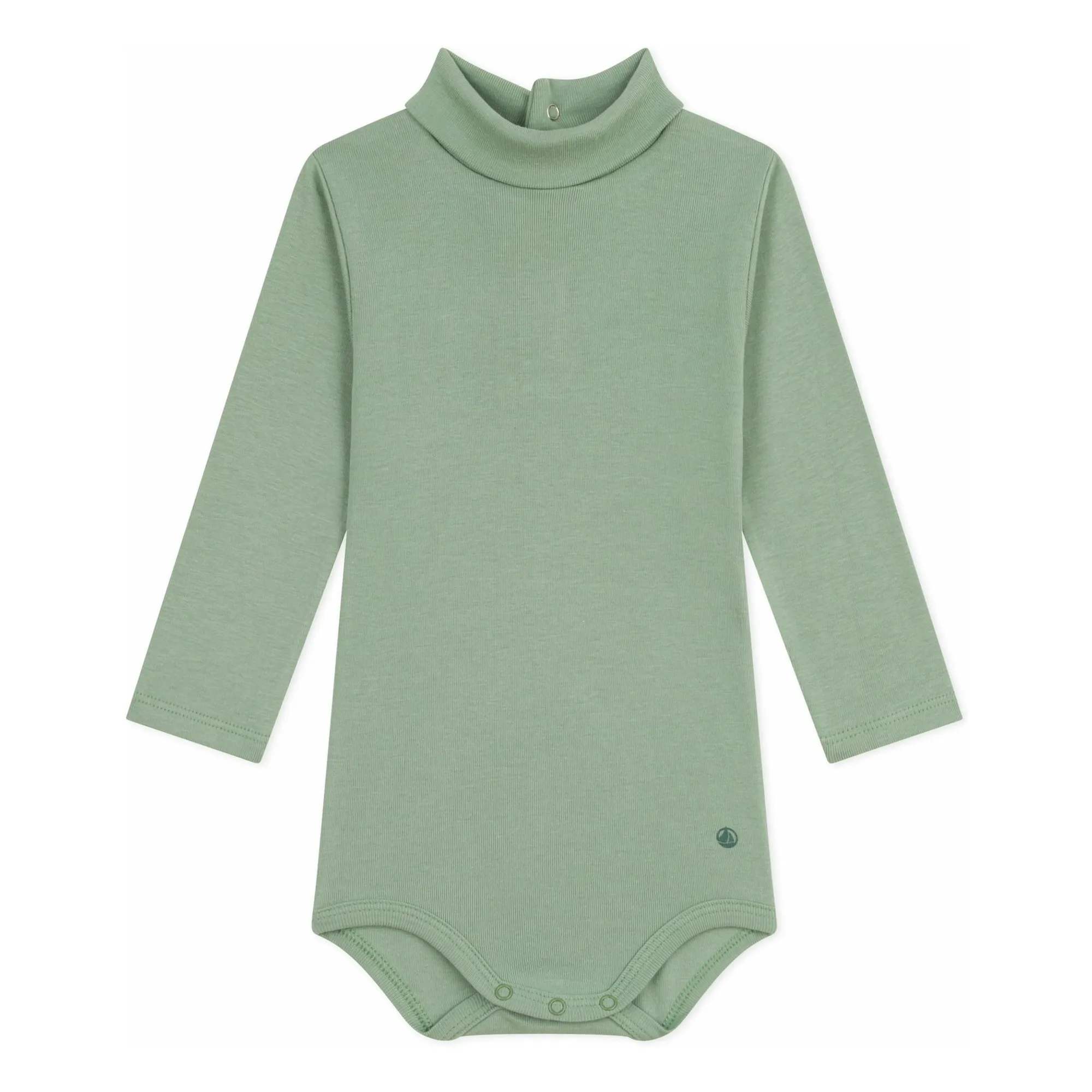 Petit Bateau Sage Organic Cotton Turtleneck Bodysuit
