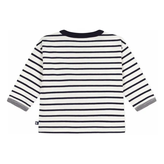 T-shirt Poche Marinière Coton Bio | Blanc