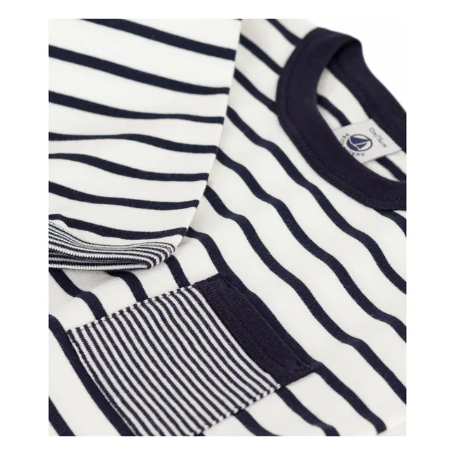 T-shirt Poche Marinière Coton Bio | Blanc