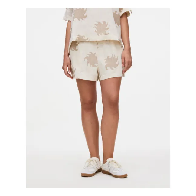 Short Hazel Ember Drizzle Lin | Beige