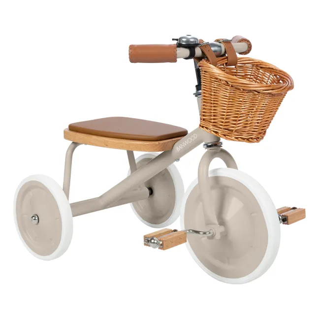 Tricycle en métal et bois | Beige