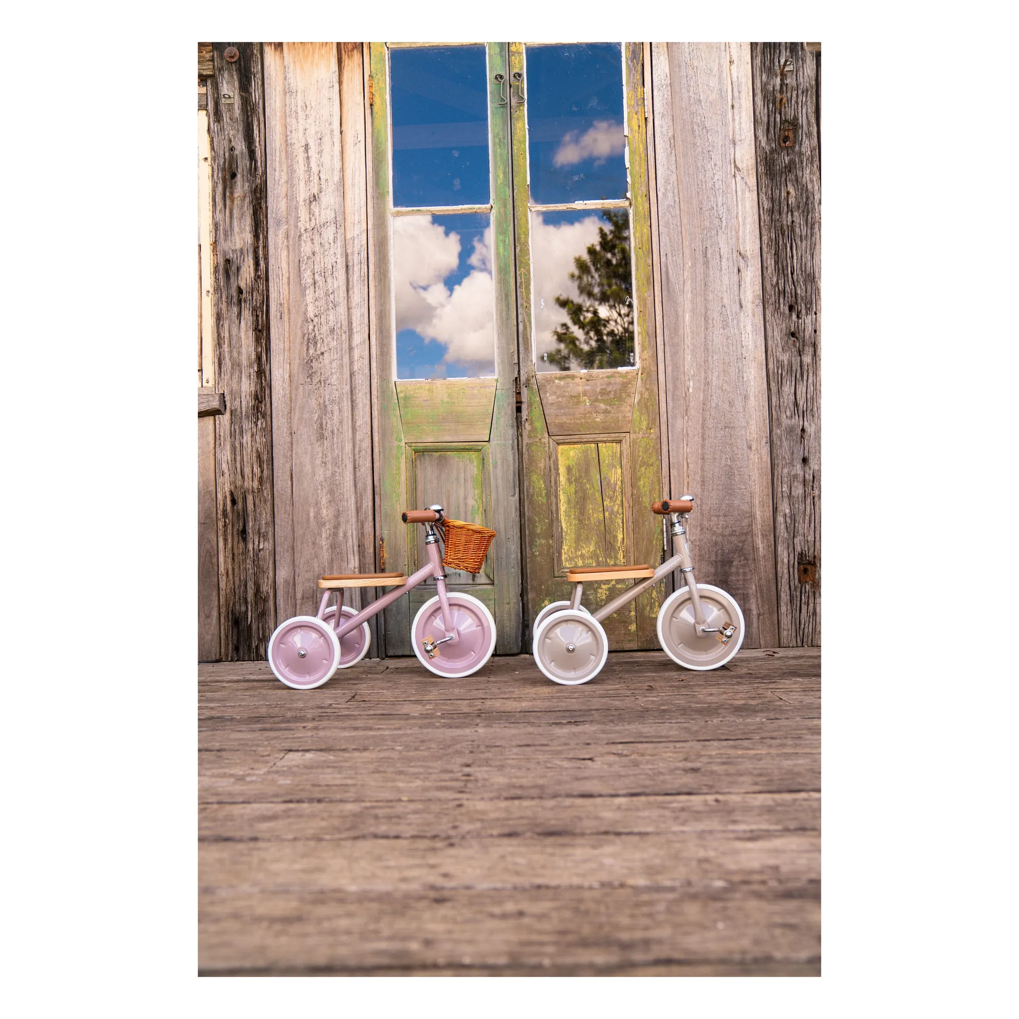 Tricycle en métal et bois | Beige- Image produit n°2