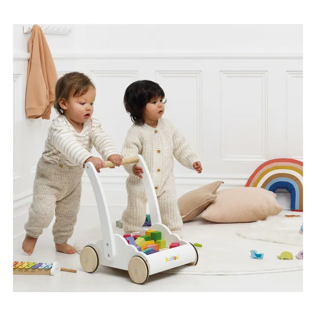 Carrello con blocco di legno Nuage | Bianco