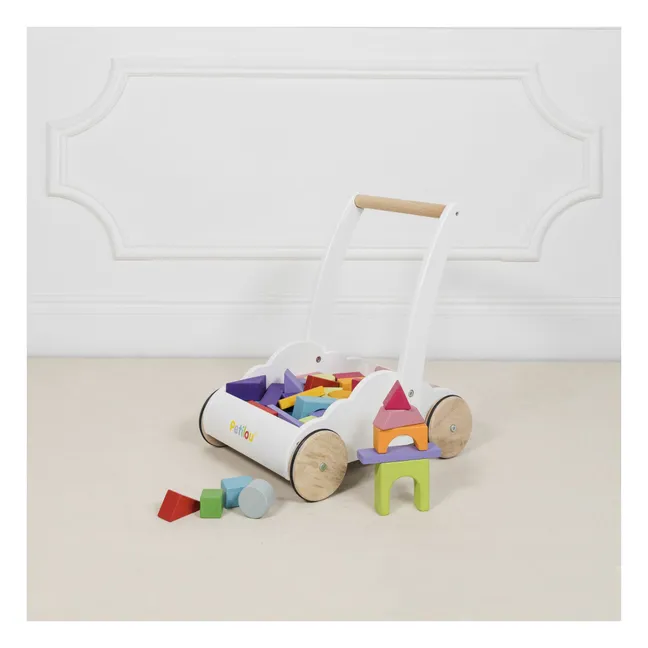 Carro con bloque de madera Nuage | Blanco