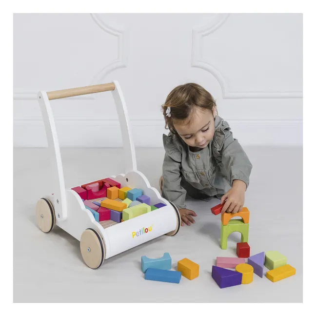 Chariot avec bloc en bois Nuage | Blanc