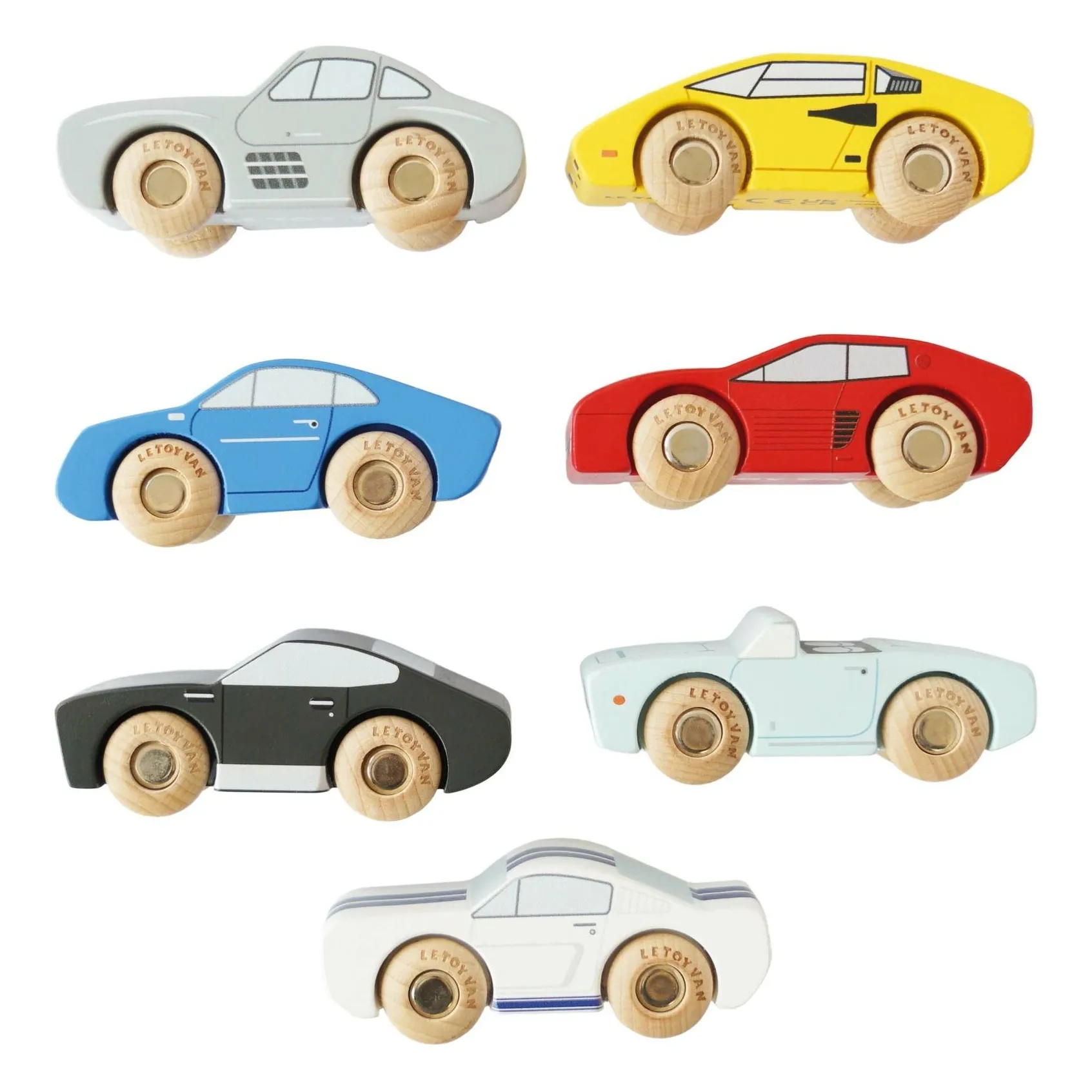 Le Toy Van Multicoloured Sports Cars - Set Of 7