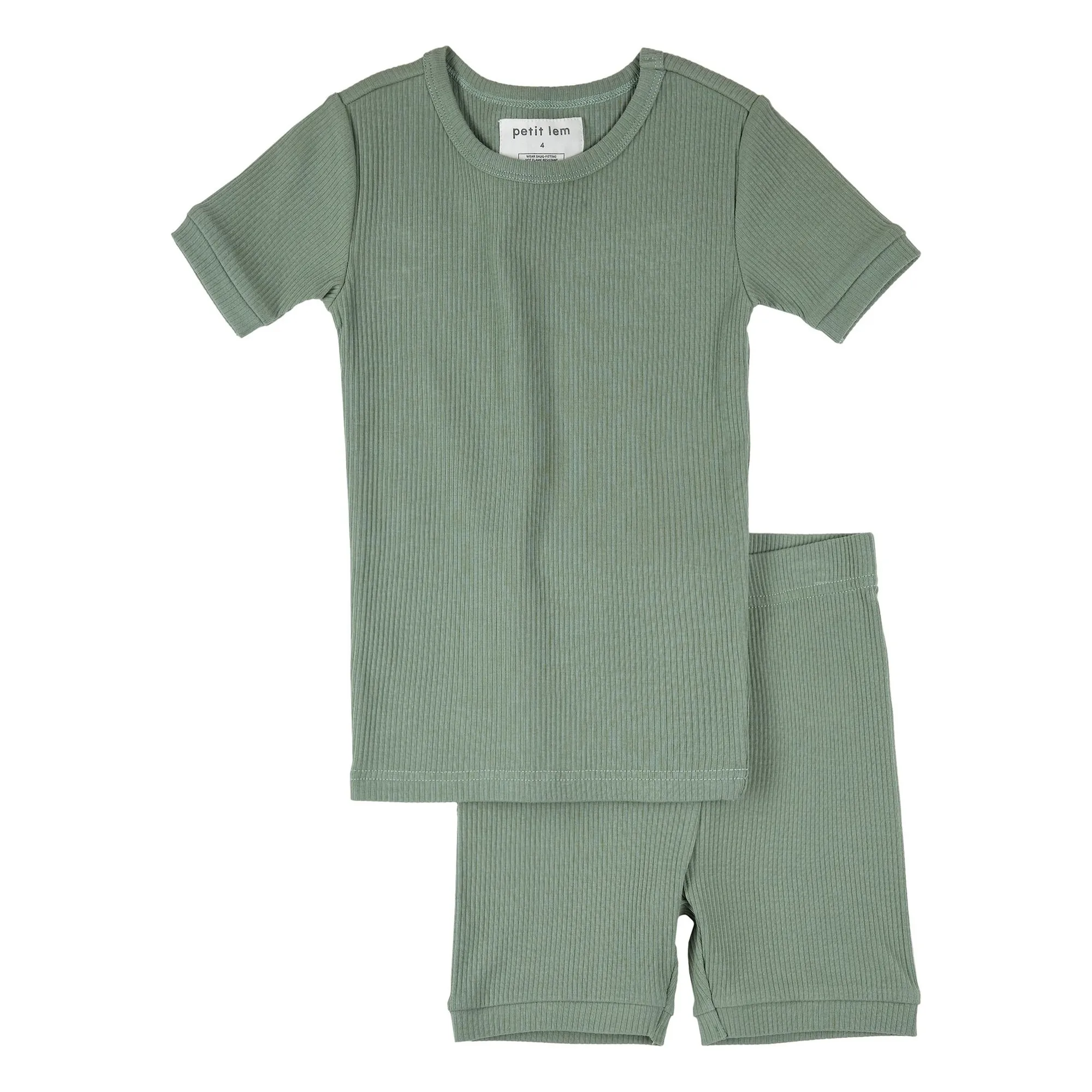 Petit Lem Green Organic Cotton Ribbed Pyjamas