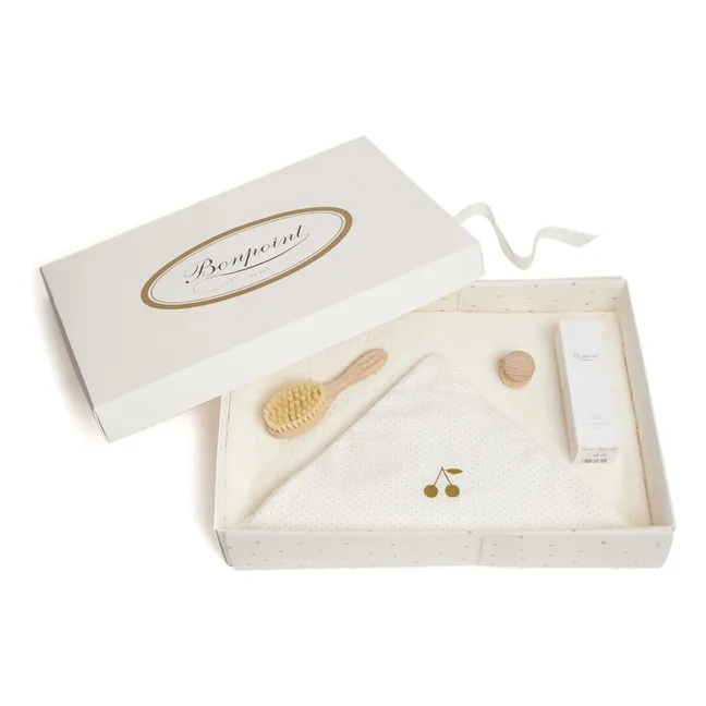 Coffret Naissance Cape de Bain Brosse et Huile | Naturel