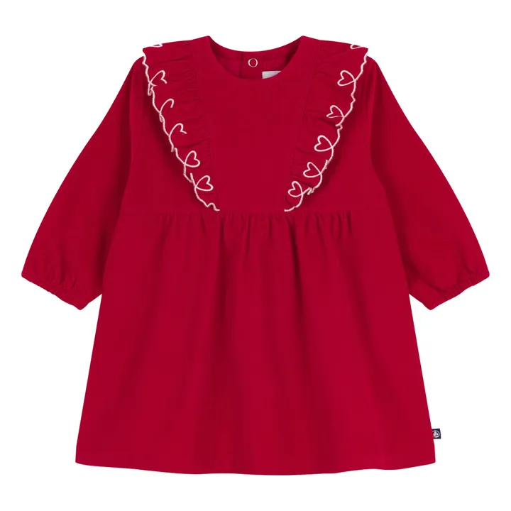 Organic cotton baby ruffle dress | Red- Product image n°0