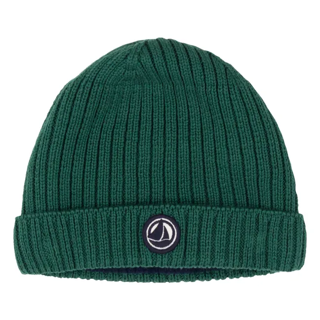 Bonnet Polaire Maille Côtelée | Vert sapin