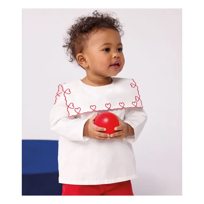 Blouse Large Collar Poplin Organic Cotton | White