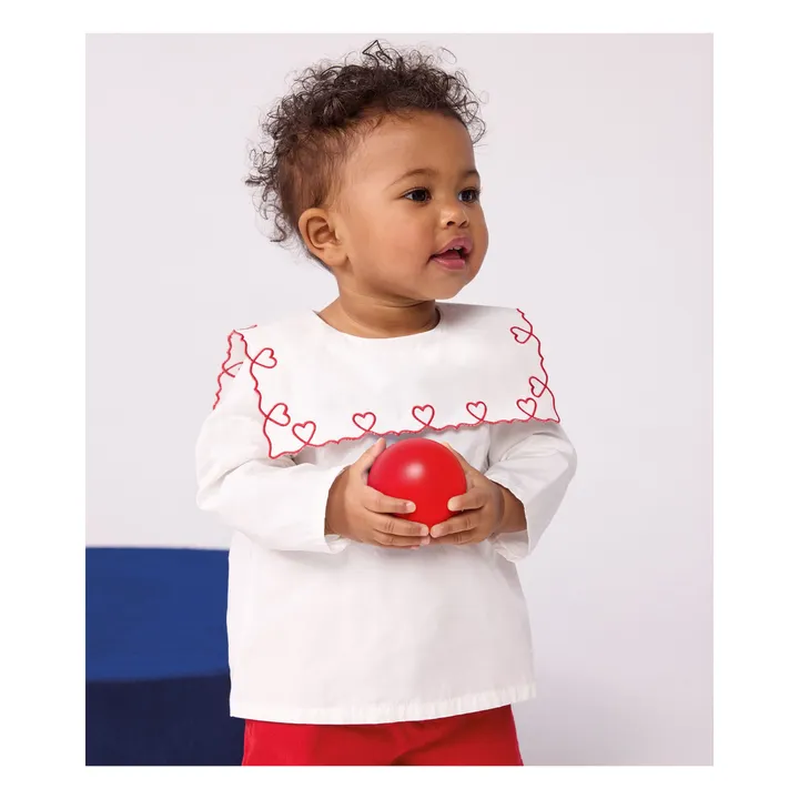 Blouse Large Collar Poplin Organic Cotton | White- Product image n°0