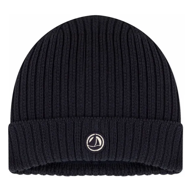 Logo knit hat | Midnight blue