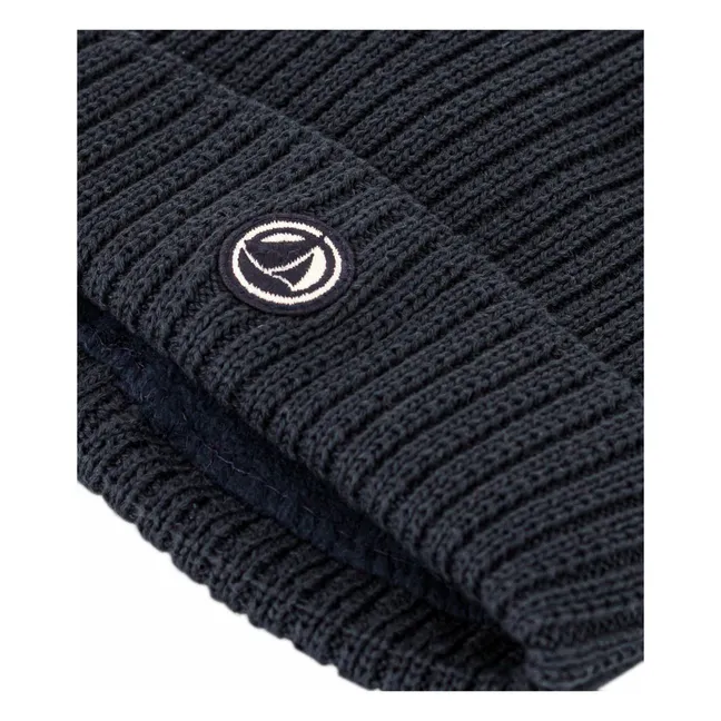 Logo knit hat | Midnight blue