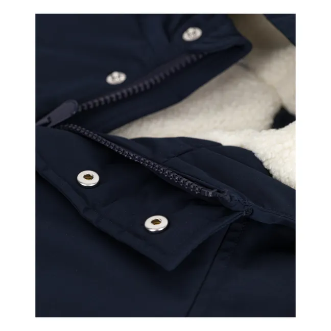 Parka Mi Longue Unie | Bleu marine