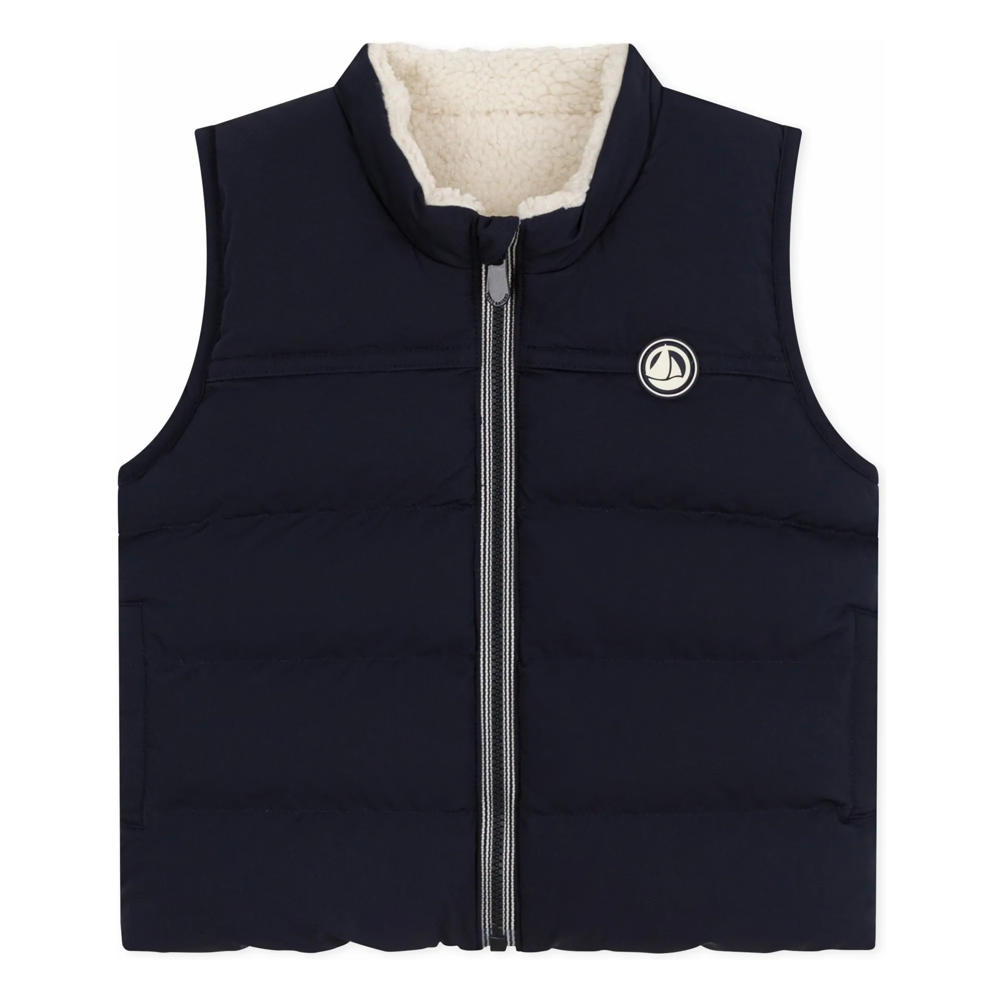 Petit Bateau Navy Blue Logo Sleeveless Down Jacket