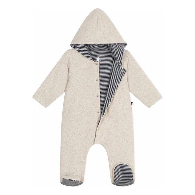 Combinaison Capuche Unie Coton Ouatiné | Beige chiné