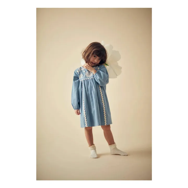Vestido bordado Linoa | Azul- Imagen del producto n°1