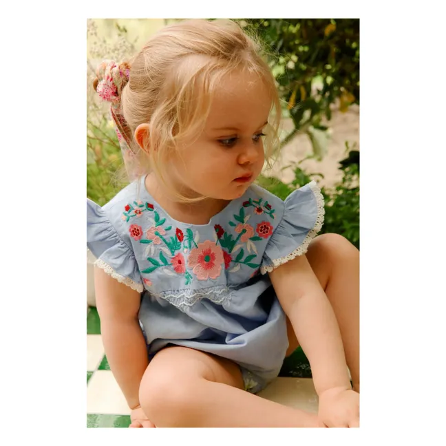 Barboteuse Nusha Coton Bio | Bleu ciel