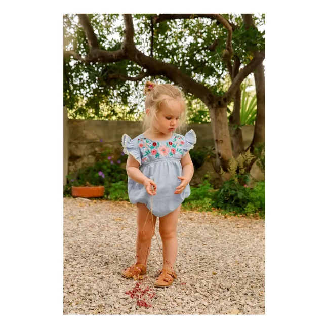 Barboteuse Nusha Coton Bio | Bleu ciel