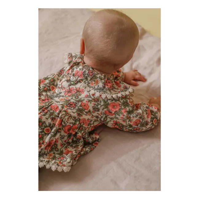 Robe India Fleurie | Ecru