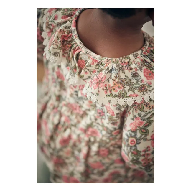 Robe India Fleurie | Ecru