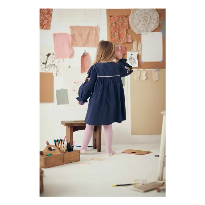 Robe Floriane Brodée | Bleu nuit- Image produit n°2