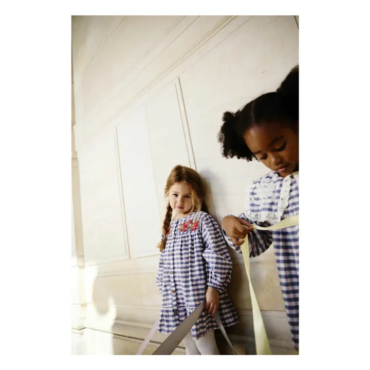 Robe Massilia Brodée Carreaux | Bleu- Image produit n°6