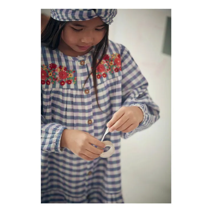 Robe Massilia Brodée Carreaux | Bleu- Image produit n°4