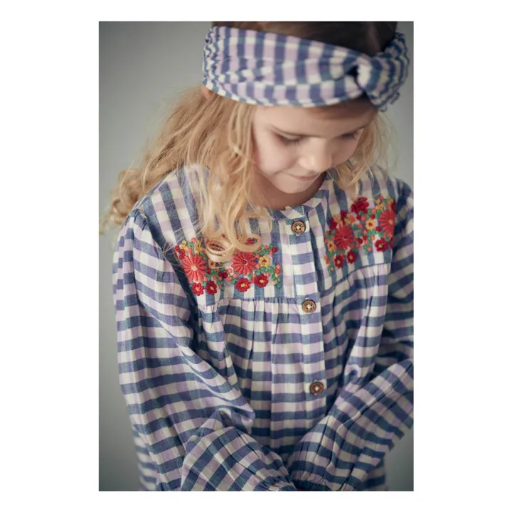 Robe Massilia Brodée Carreaux | Bleu- Image produit n°3