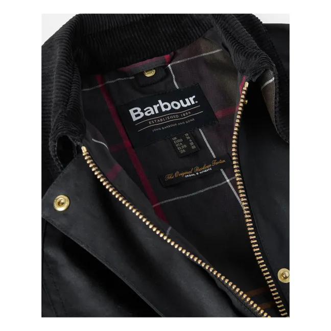 Beadnell Long Waxed Jacket | Schwarz