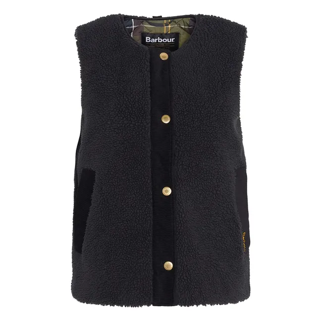 Dulsie Shearling Jacke ohne Ärmel | Schwarz