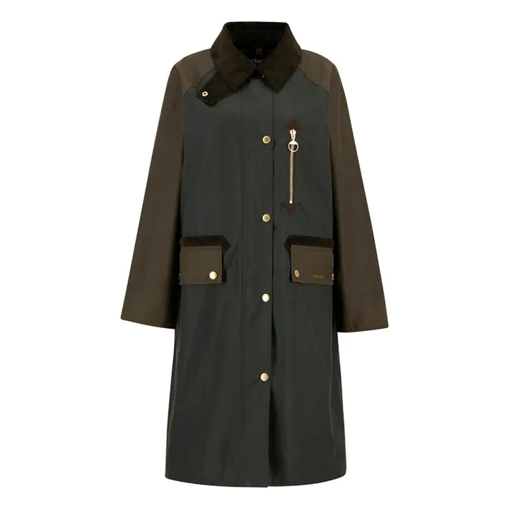 Veste Longue Evette Cirée | Vert foncé- Image produit n°0