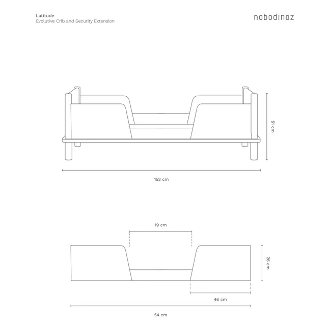 Cama junior y juego de 2 barandillas Latitude | Roble