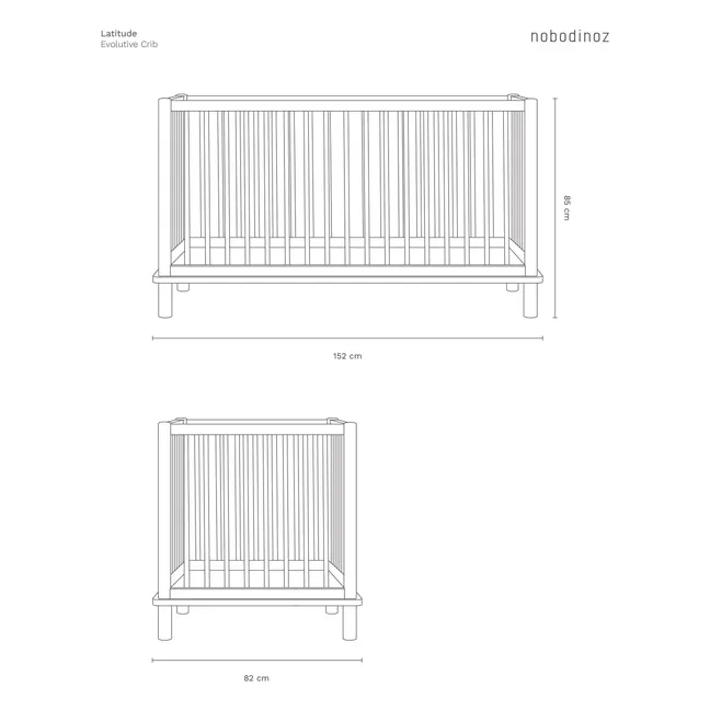 Lit bébé évolutif 70x140 Latitude | Chêne