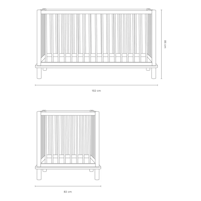 Lit bébé évolutif 70x140 Latitude et extension lit junior | Chêne