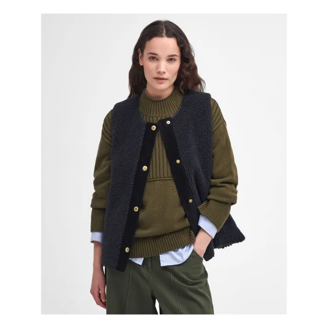 Dulsie Shearling Jacke ohne Ärmel | Schwarz