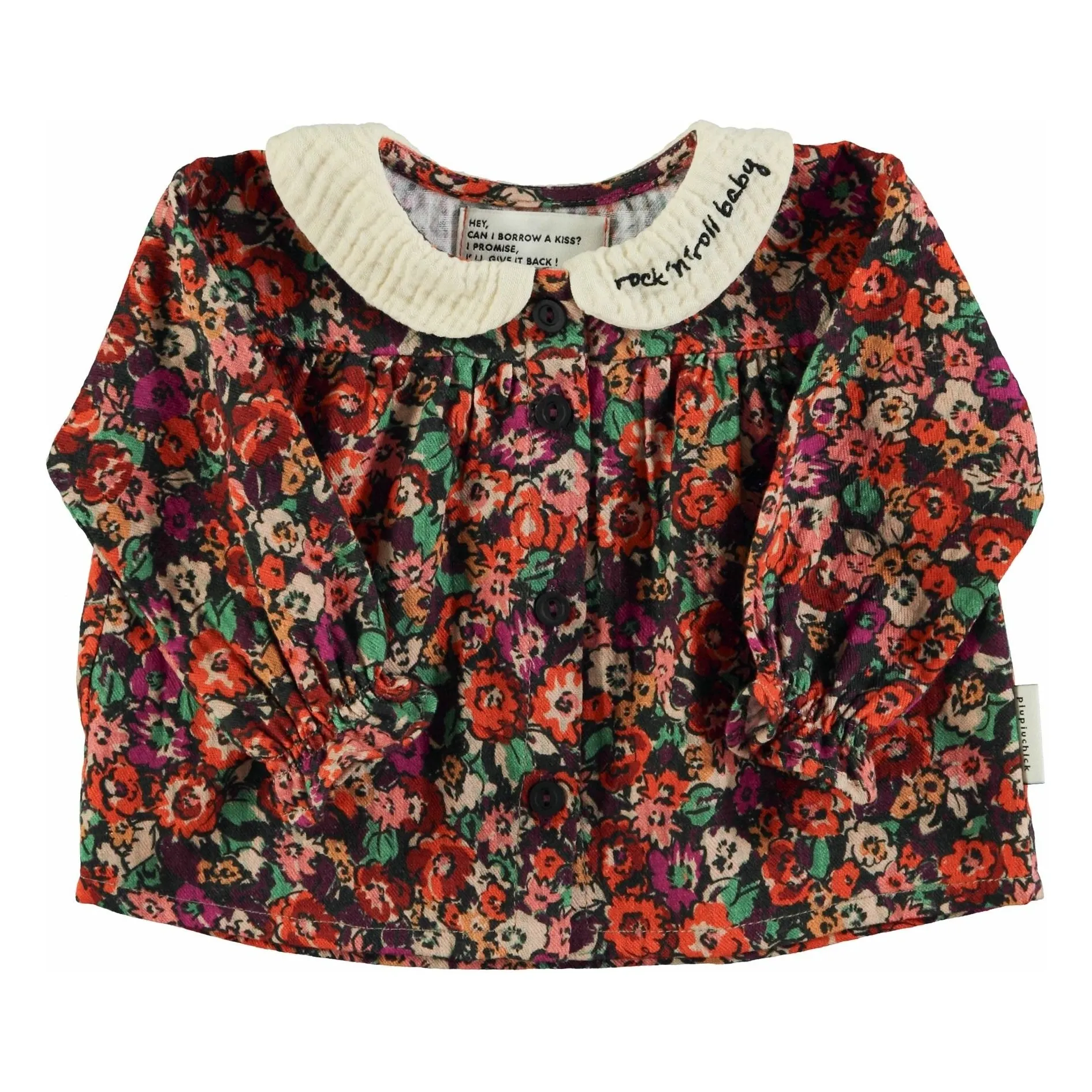 Blouse Col Claudine Fleurie | Noir- Image produit n°4