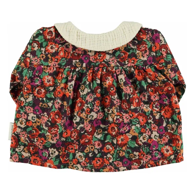 Blouse Col Claudine Fleurie | Noir